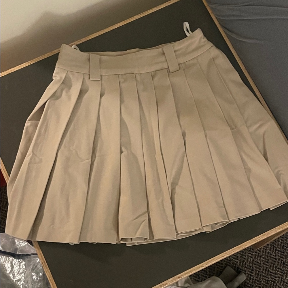 Sunday Best Pleated Mini Skirt in Light Beige